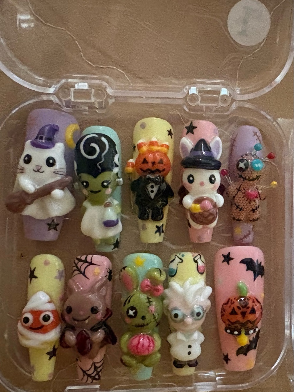 Halloween Themed Small Pet Nail Charms Set - Pastel Multi-Color
